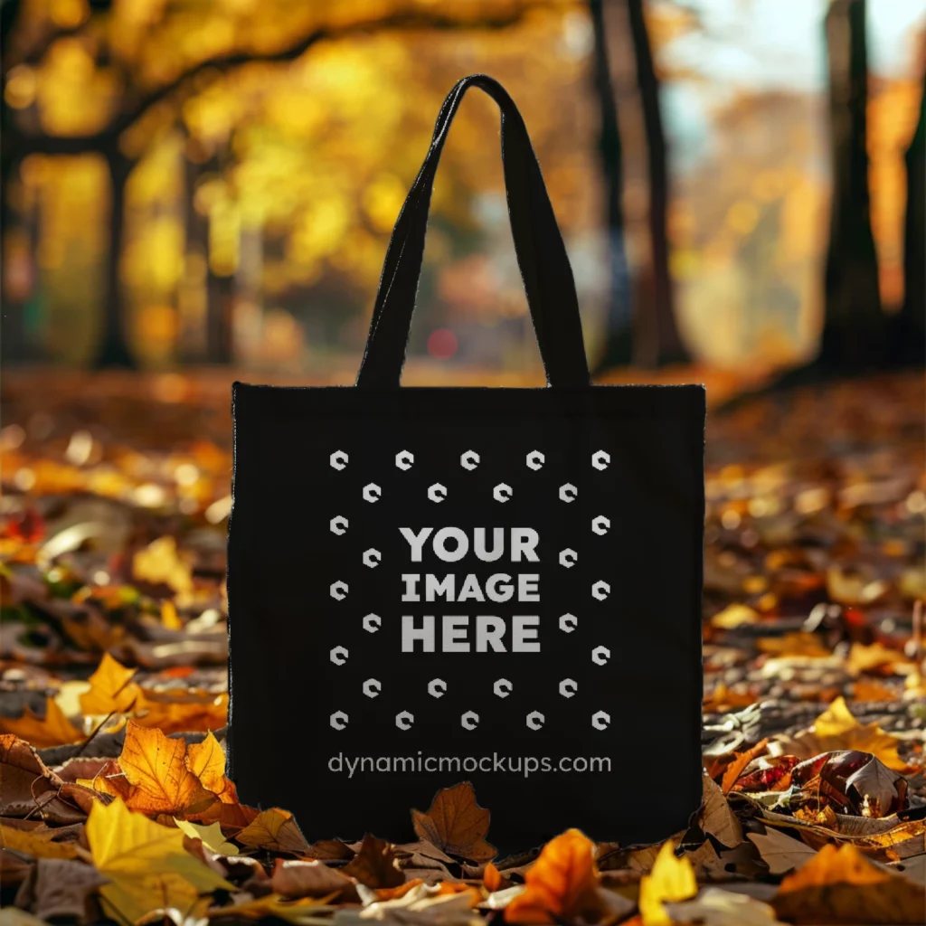 Black Canvas Tote Bag Mockup Front View Template