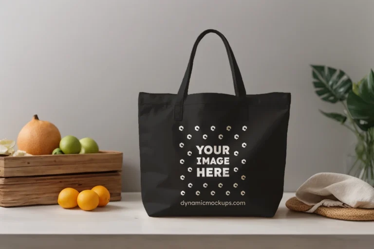 Black Canvas Tote Bag Mockup Front View Template