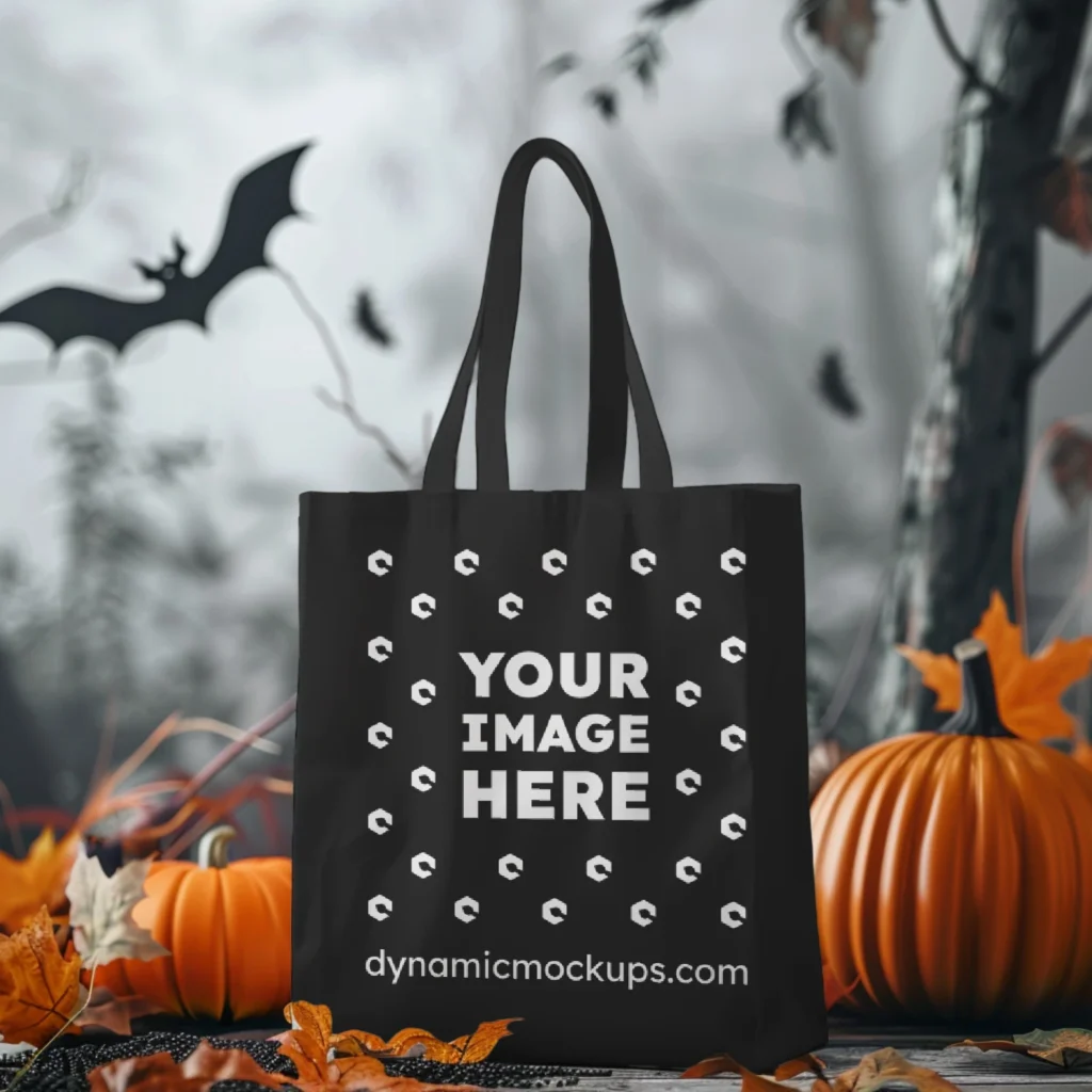 Black Canvas Tote Bag Mockup Front View Template