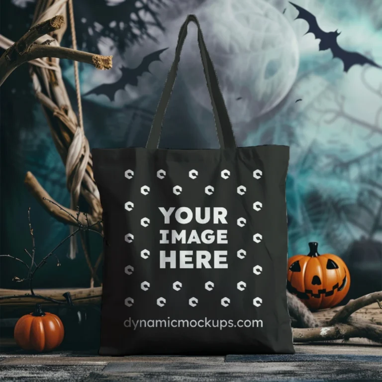 Black Canvas Tote Bag Mockup Front View Template