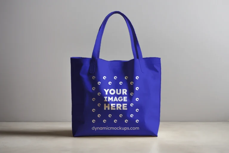 Blue Canvas Tote Bag Mockup Front View Template