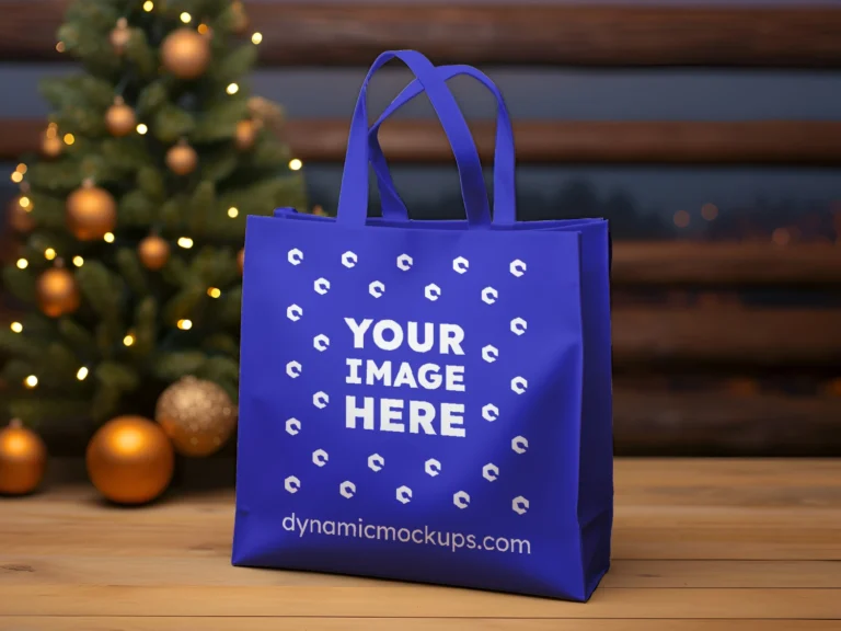 Blue Canvas Tote Bag Mockup Front View Template