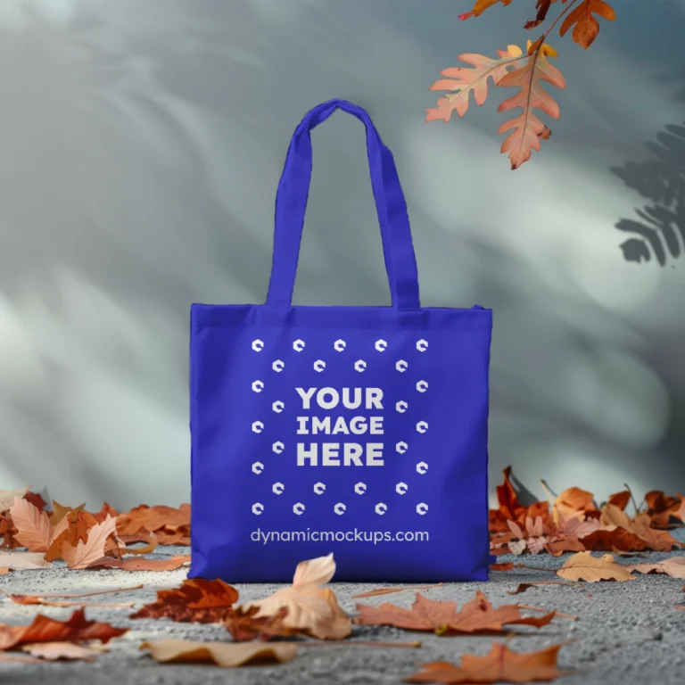 Blue Canvas Tote Bag Mockup Front View Template