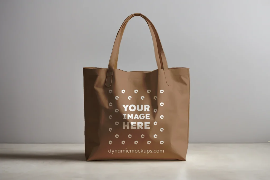 Brown Canvas Tote Bag Mockup Front View Template