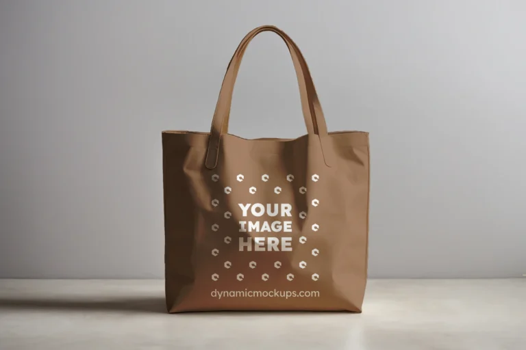 Brown Canvas Tote Bag Mockup Front View Template