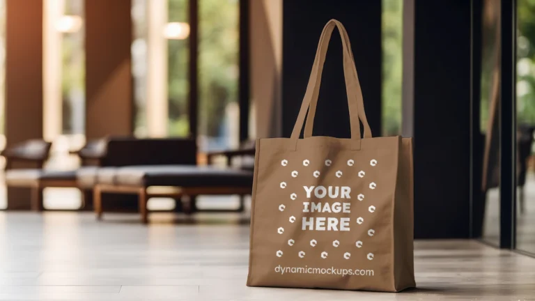 Brown Canvas Tote Bag Mockup Front View Template