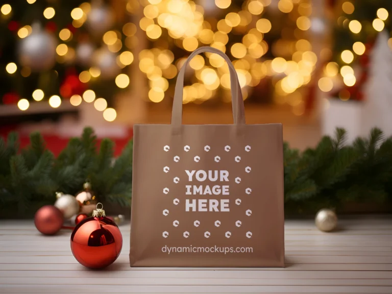 Brown Canvas Tote Bag Mockup Front View Template