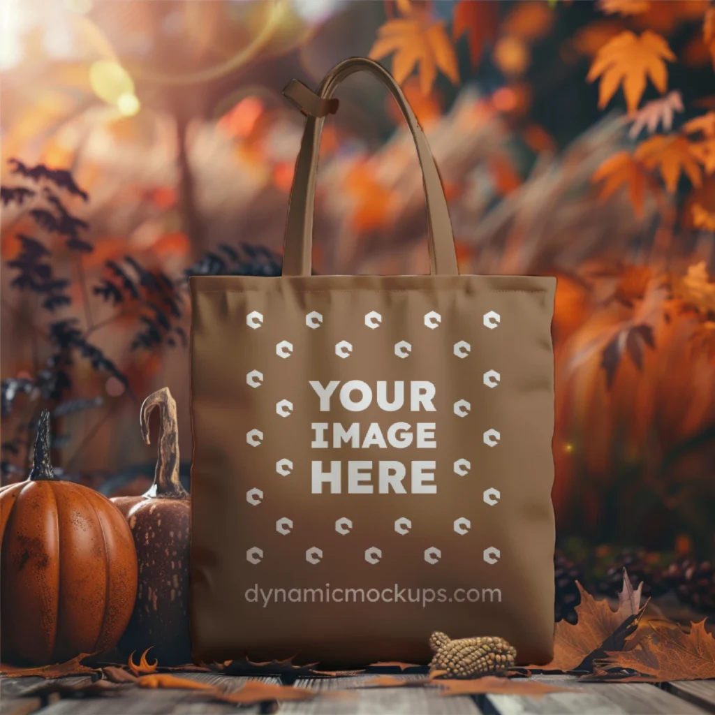 Brown Canvas Tote Bag Mockup Front View Template