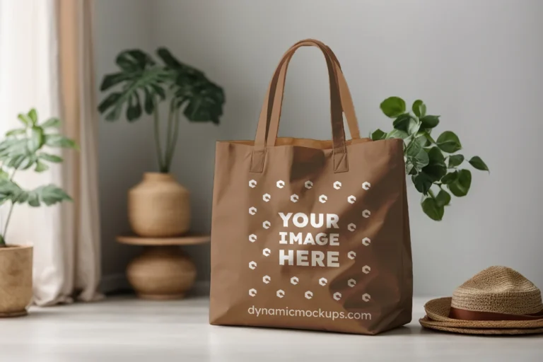 Brown Canvas Tote Bag Mockup Front View Template