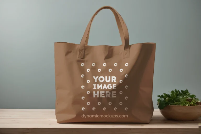 Brown Canvas Tote Bag Mockup Front View Template