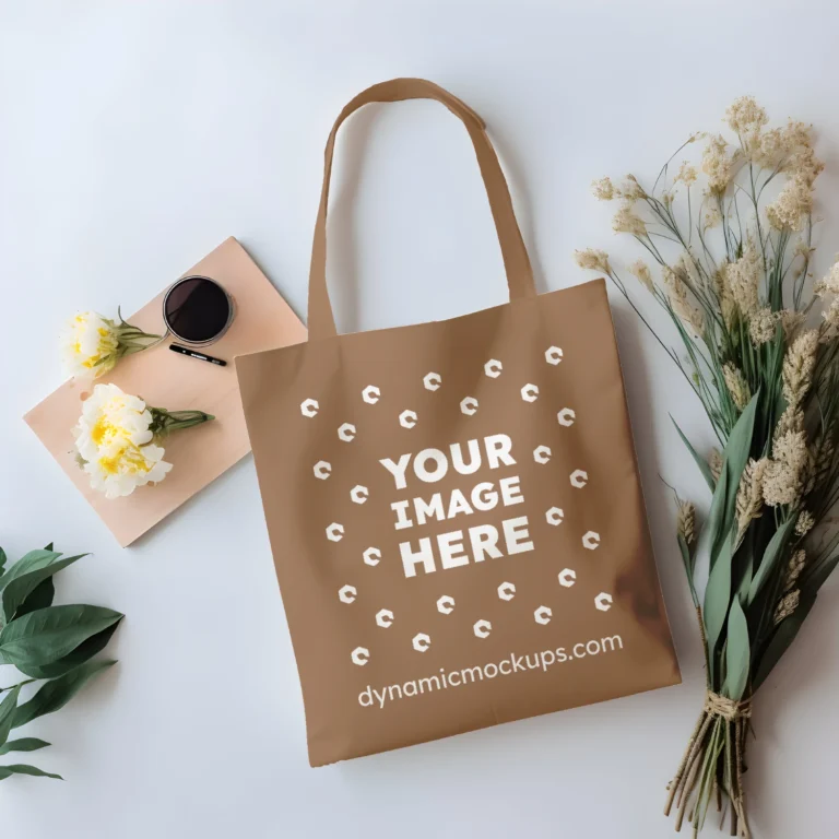 Brown Canvas Tote Bag Mockup Front View Template