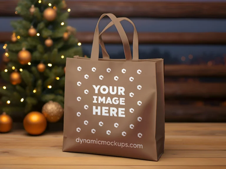 Brown Canvas Tote Bag Mockup Front View Template