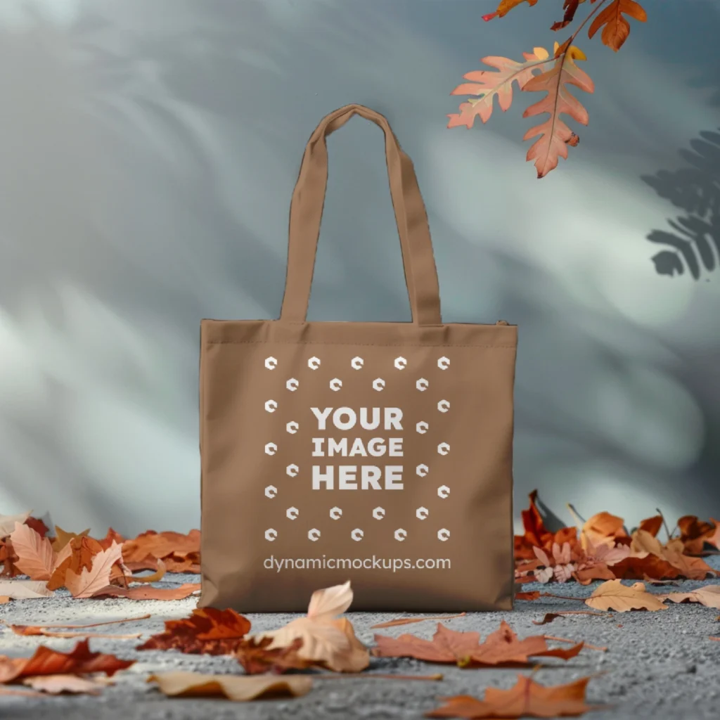 Brown Canvas Tote Bag Mockup Front View Template