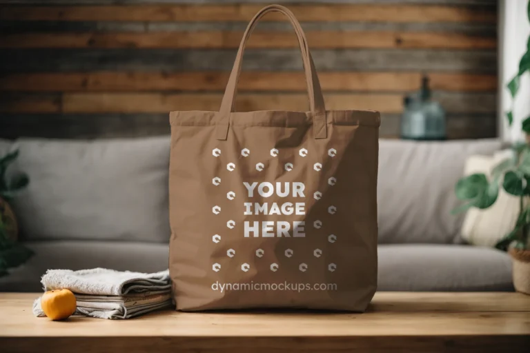 Brown Canvas Tote Bag Mockup Front View Template