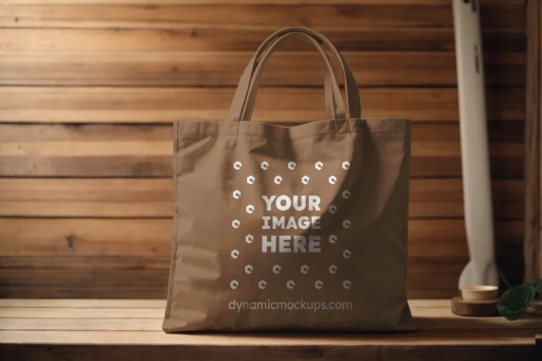 Brown Canvas Tote Bag Mockup Front View Template