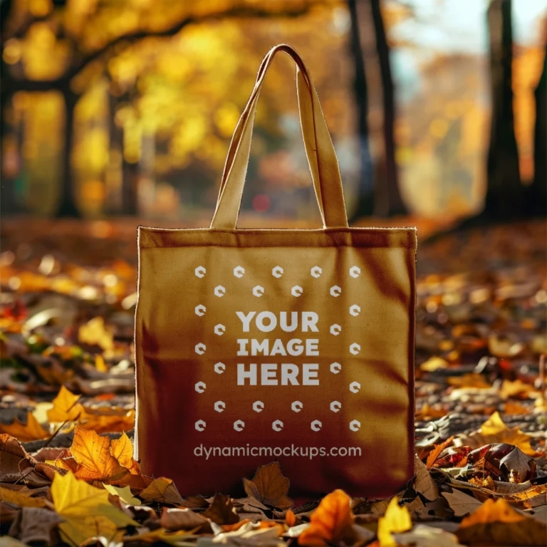 Brown Canvas Tote Bag Mockup Front View Template