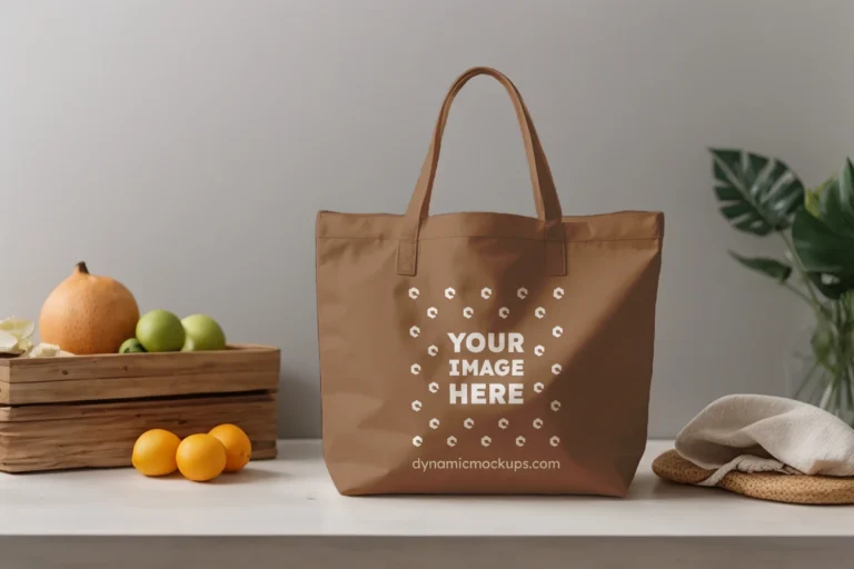 Brown Canvas Tote Bag Mockup Front View Template