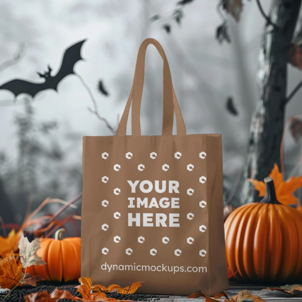 Brown Canvas Tote Bag Mockup Front View Template