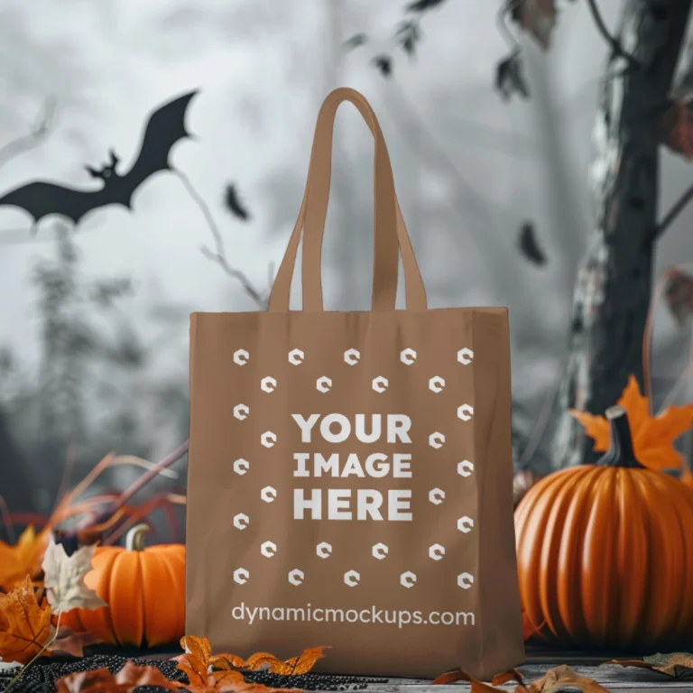 Brown Canvas Tote Bag Mockup Front View Template