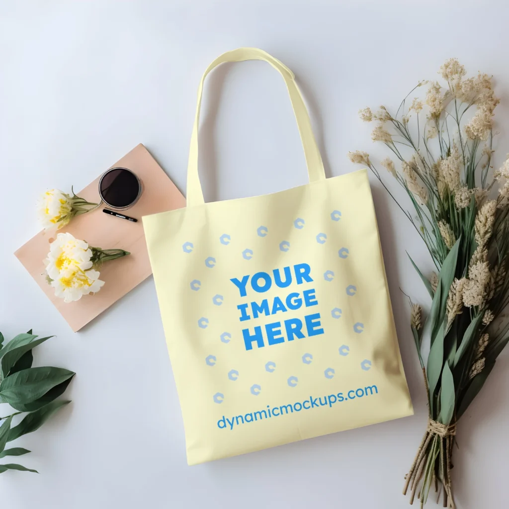 Cream Canvas Tote Bag Mockup Front View Template