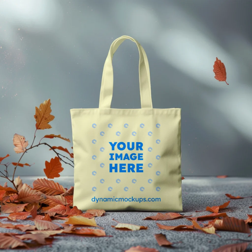 Cream Canvas Tote Bag Mockup Front View Template