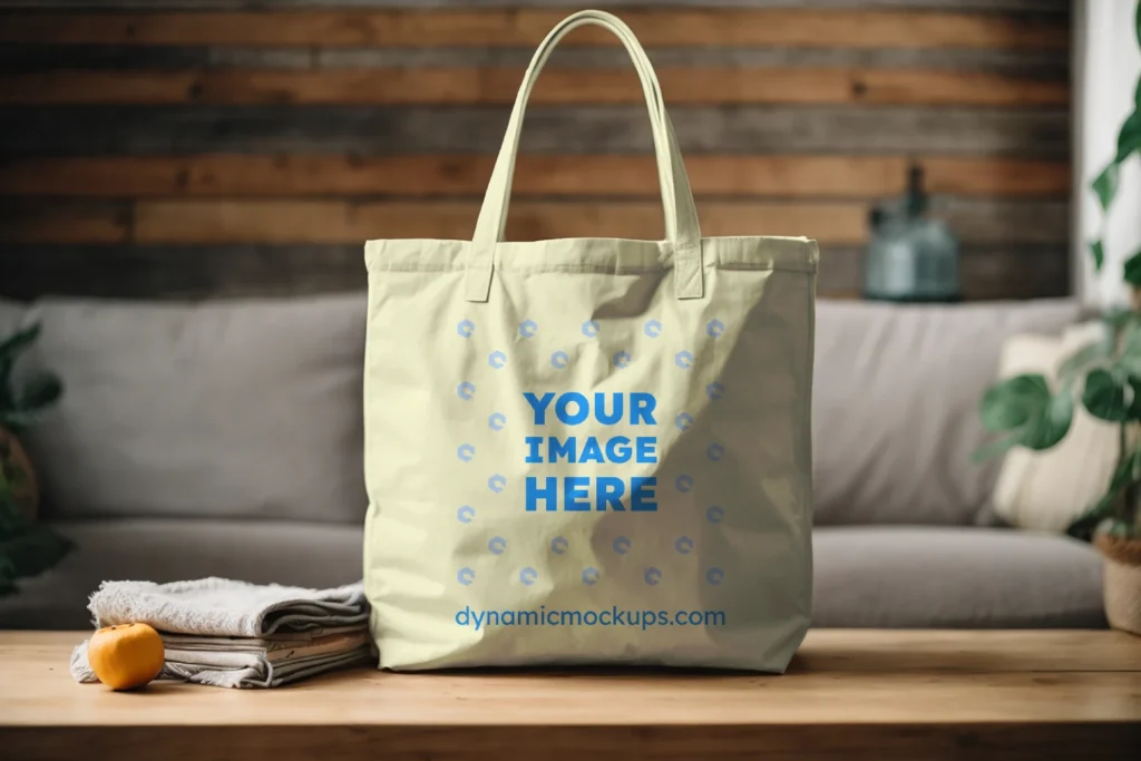 Cream Canvas Tote Bag Mockup Front View Template