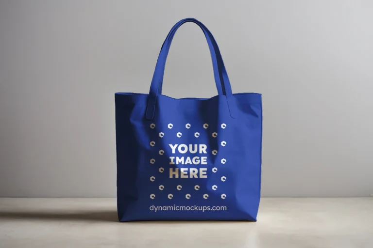 Dark Blue Canvas Tote Bag Mockup Front View Template