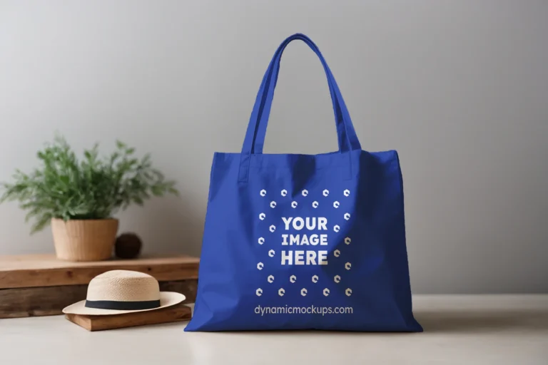 Dark Blue Canvas Tote Bag Mockup Front View Template