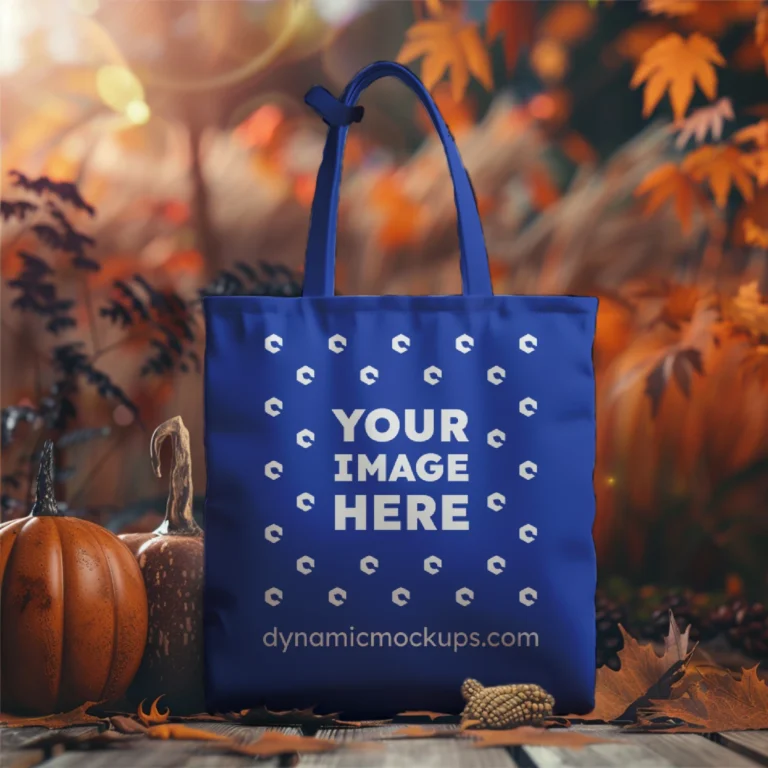 Dark Blue Canvas Tote Bag Mockup Front View Template