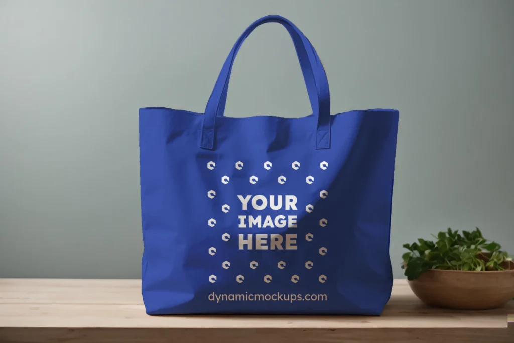 Dark Blue Canvas Tote Bag Mockup Front View Template