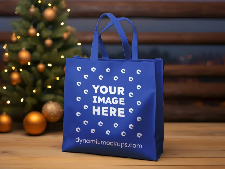 Dark Blue Canvas Tote Bag Mockup Front View Template