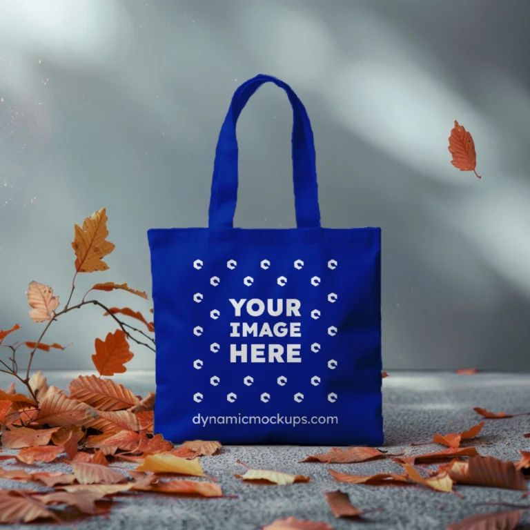 Dark Blue Canvas Tote Bag Mockup Front View Template