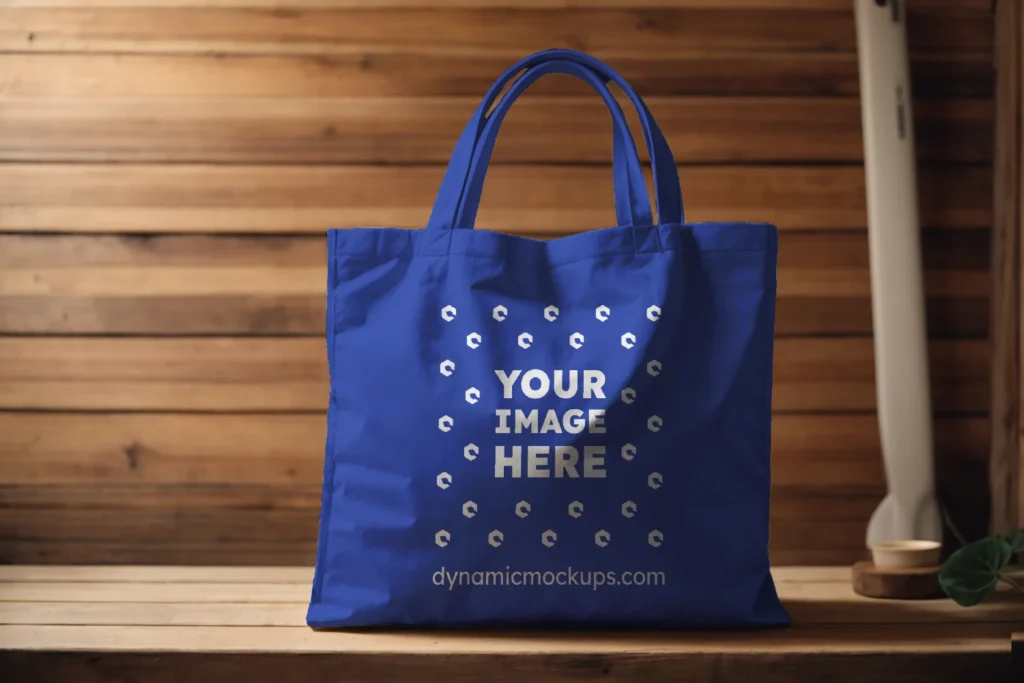 Dark Blue Canvas Tote Bag Mockup Front View Template