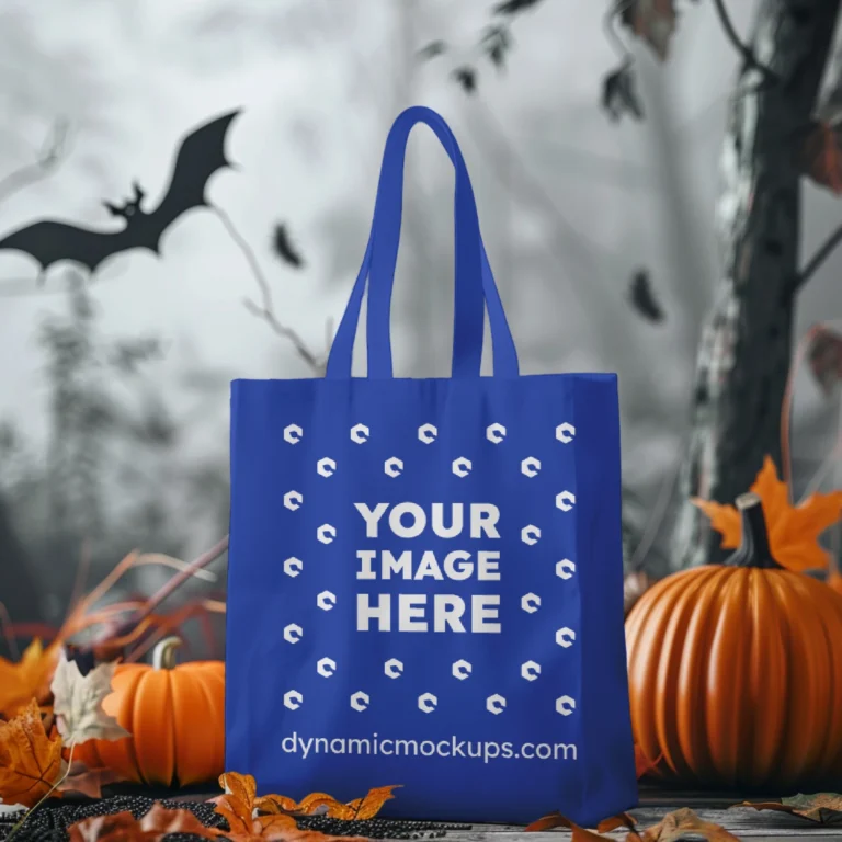 Dark Blue Canvas Tote Bag Mockup Front View Template