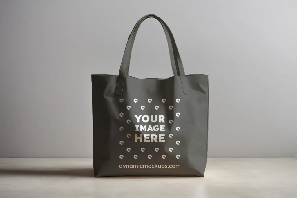 Dark Gray Canvas Tote Bag Mockup Front View Template