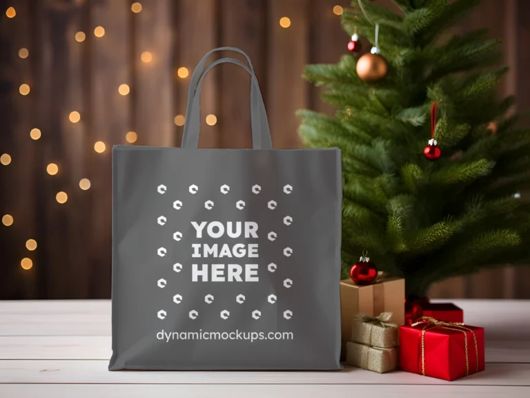 Dark Gray Canvas Tote Bag Mockup Front View Template