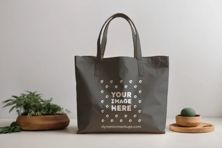 Dark Gray Canvas Tote Bag Mockup Front View Template