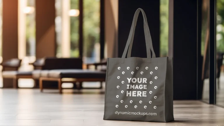 Dark Gray Canvas Tote Bag Mockup Front View Template