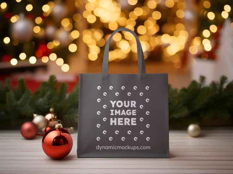 Dark Gray Canvas Tote Bag Mockup Front View Template