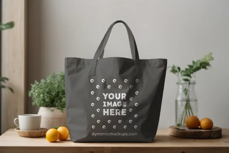 Dark Gray Canvas Tote Bag Mockup Front View Template