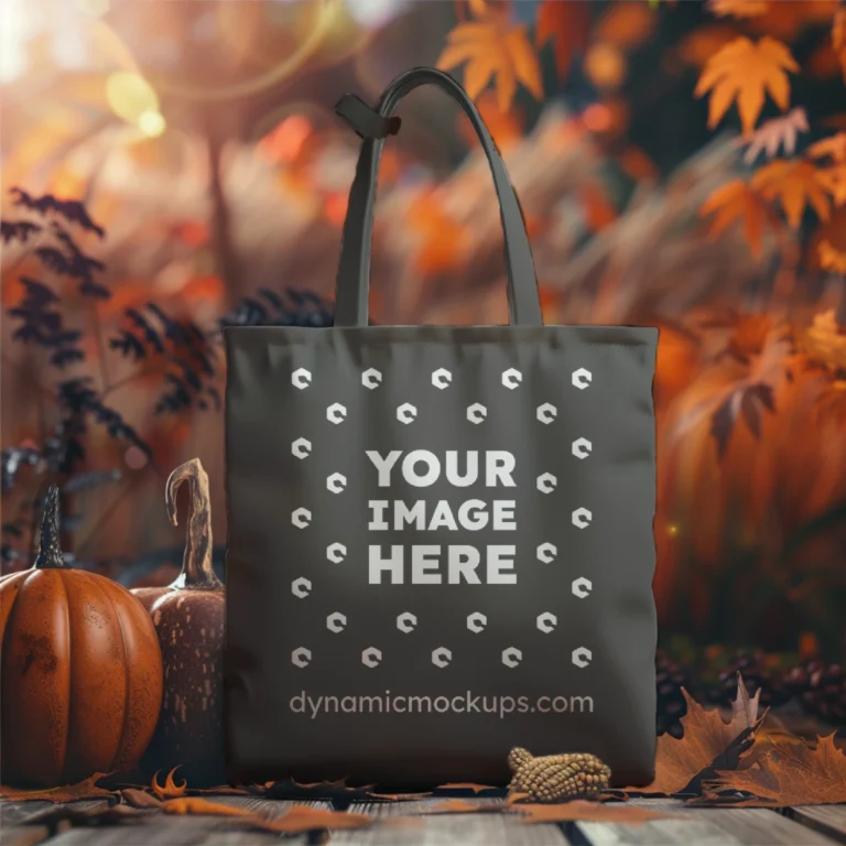 Dark Gray Canvas Tote Bag Mockup Front View Template