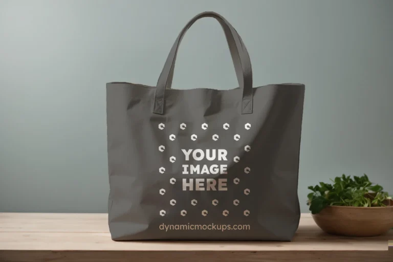 Dark Gray Canvas Tote Bag Mockup Front View Template