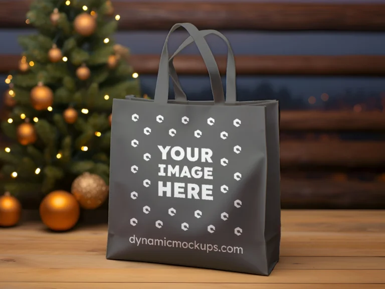 Dark Gray Canvas Tote Bag Mockup Front View Template