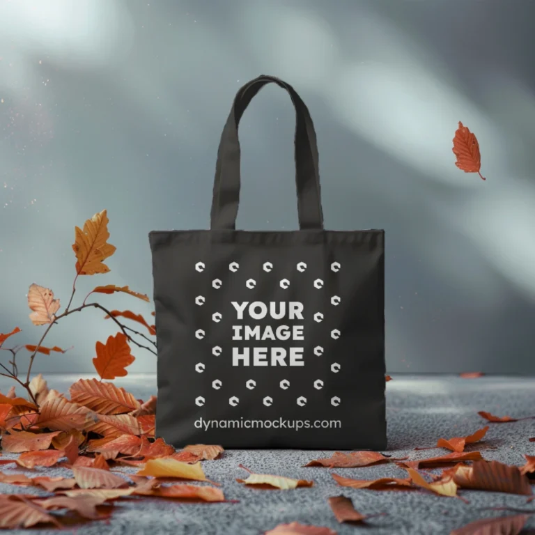 Dark Gray Canvas Tote Bag Mockup Front View Template