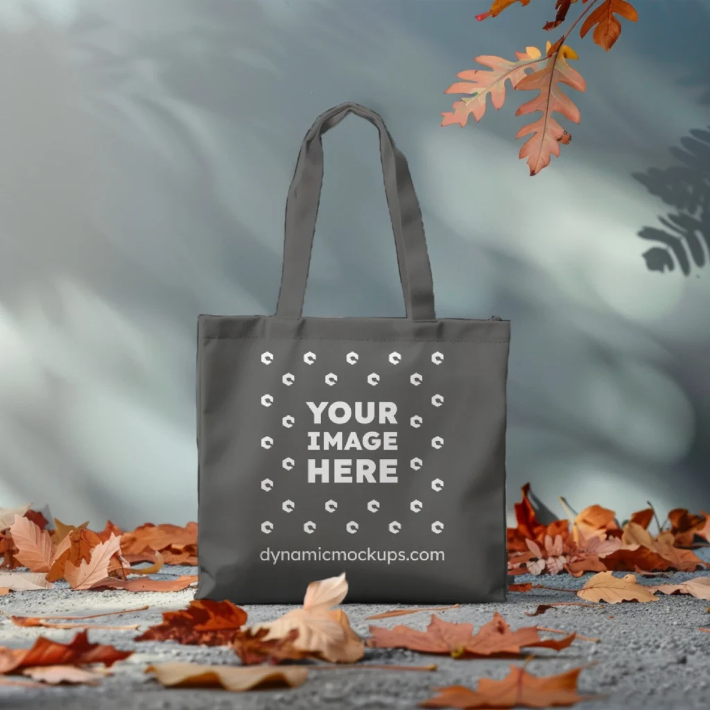 Dark Gray Canvas Tote Bag Mockup Front View Template