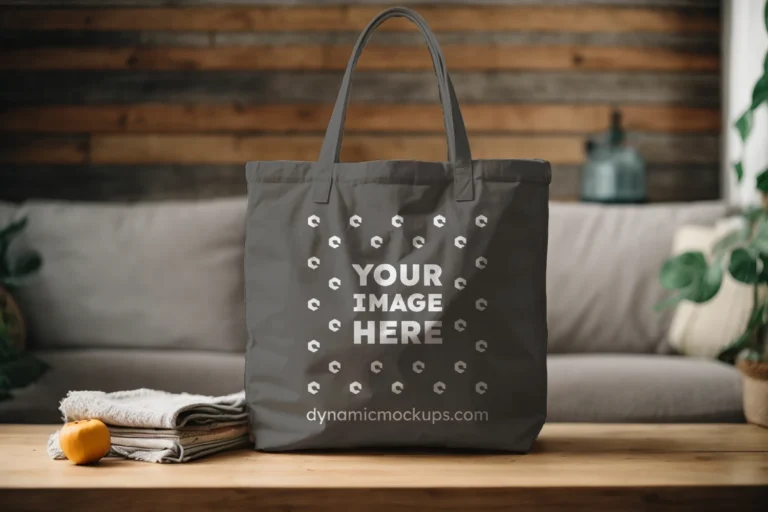 Dark Gray Canvas Tote Bag Mockup Front View Template