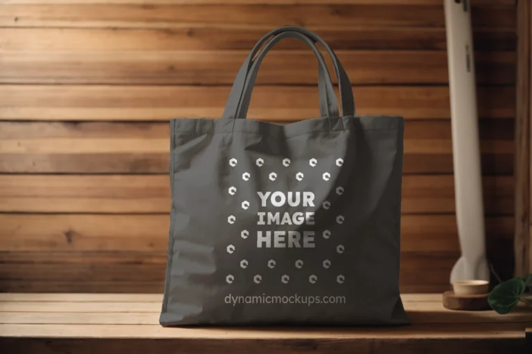 Dark Gray Canvas Tote Bag Mockup Front View Template