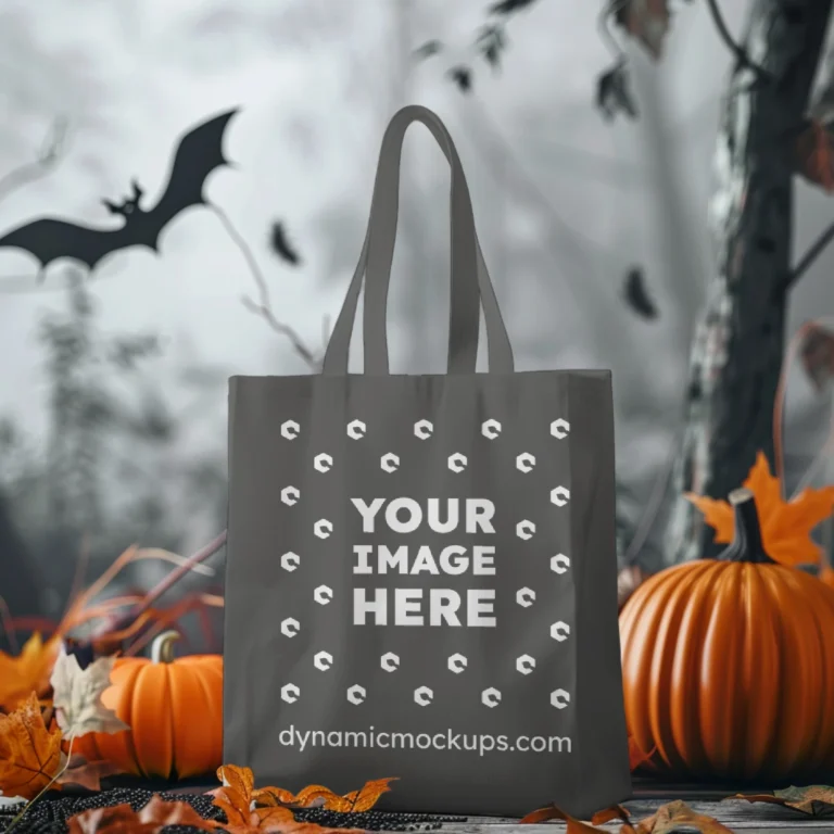 Dark Gray Canvas Tote Bag Mockup Front View Template