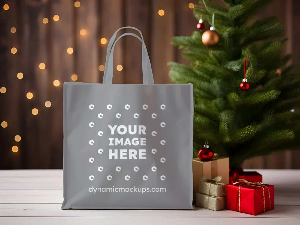 Gray Canvas Tote Bag Mockup Front View Template