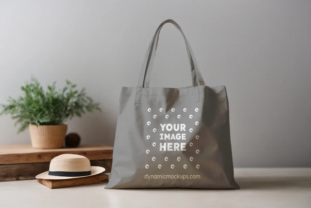 Gray Canvas Tote Bag Mockup Front View Template